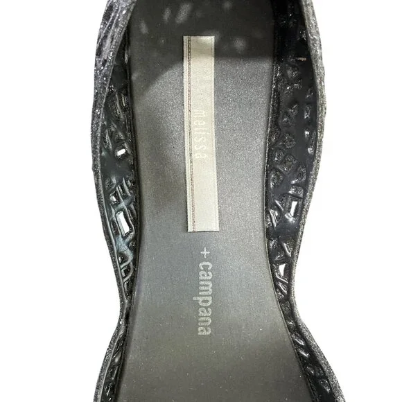 Melissa + Campana Black Jelly Flats Womens Size 7 - Picture 8 of 10